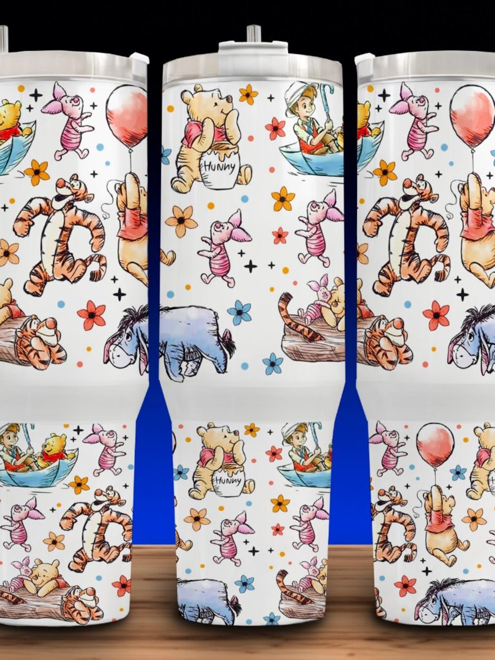 40 oz Winnie the Pooh - Eeyore - Piglet - Tigger Cup Mug Tumbler with Handle